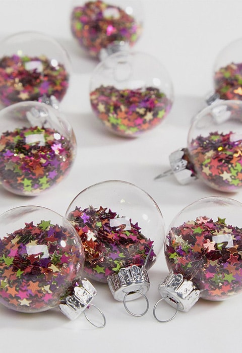 Paperchase 9 Multi Star Glass Christmas Baubles