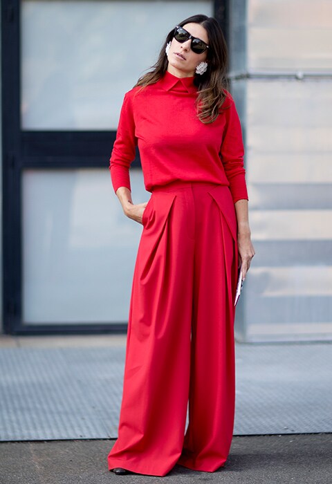 Blogger wearing an all-red look