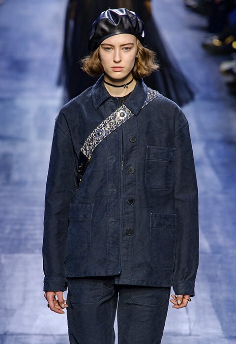 Christian Dior AW17 catwalk model wearing dark double denim look | ASOS Fashion & Beauty Feed 