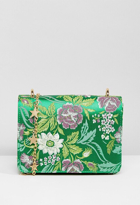 Green embroidered bag