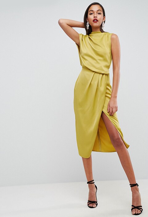 ASOS Drape Front Satin Midi Dress, £55.00 | ASOS Fashion & Beauty Feed