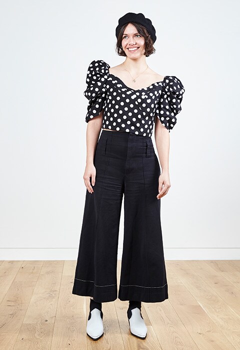 ASOS staff wearing a puff sleeve top