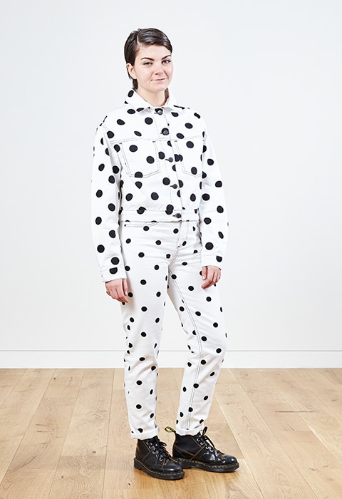 ASOS staff wearing a polka dot co-ord