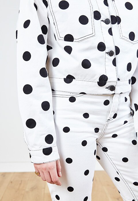 ASOS staff wearing a polka dot co-ord