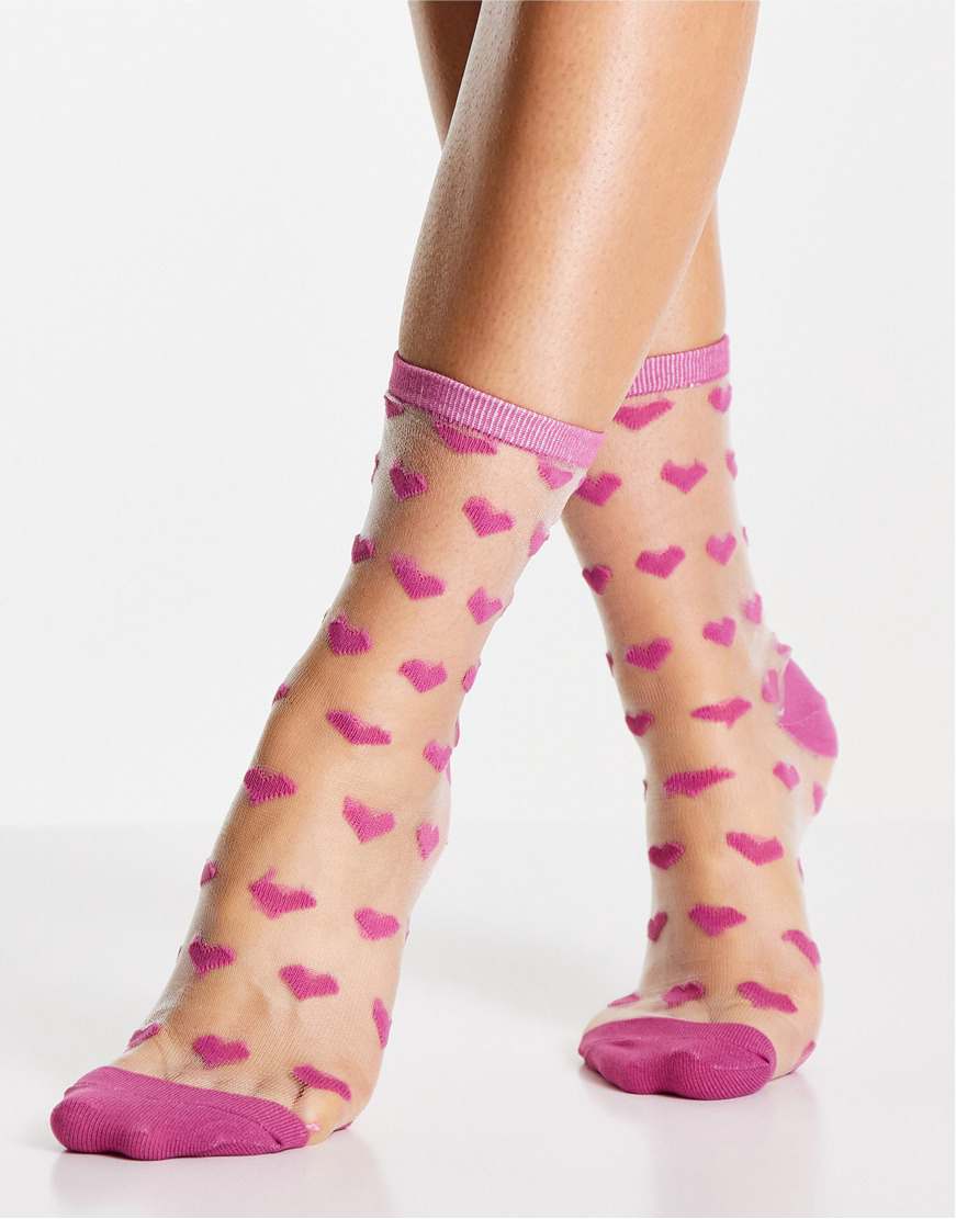 Gipsy Valentines mesh heart socks in pink | ASOS Style Feed