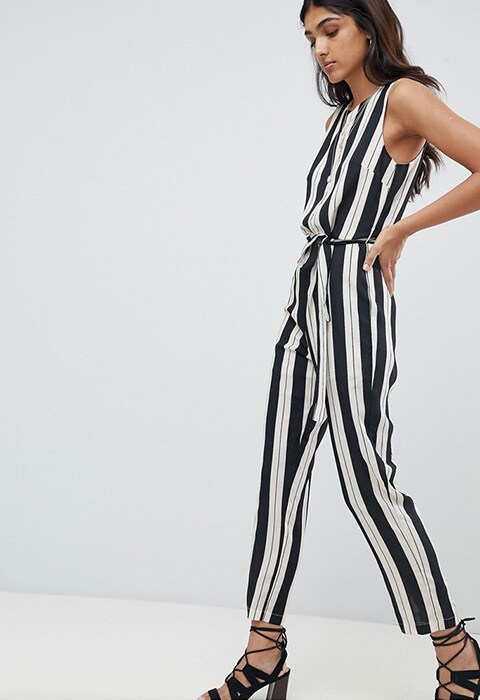 Glamorous Tall Jumpsuit With Tie Waist In Stripe, available on ASOS