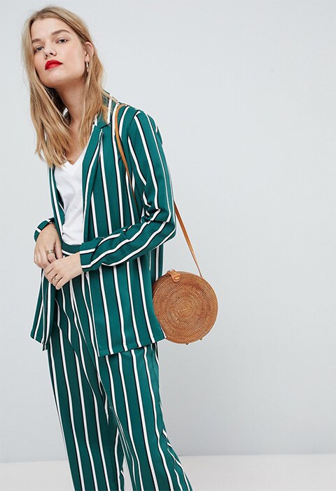 ASOS DESIGN Suit in Green Stripe