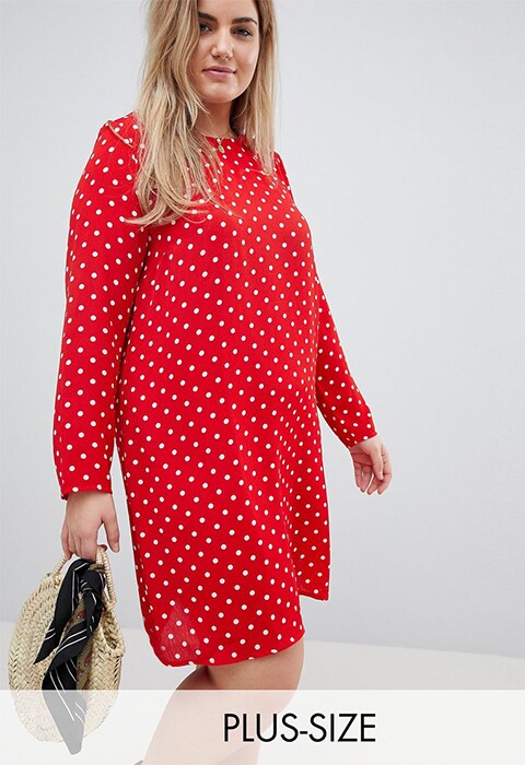 Red polka dot plus size dress