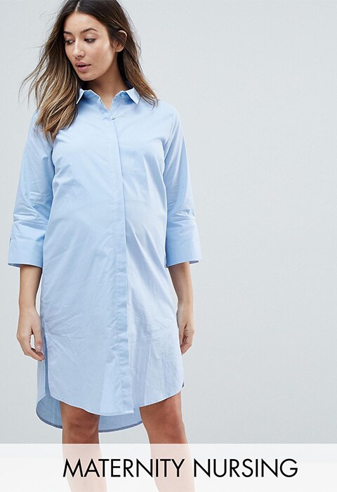 Pale blue nursing shirt dress