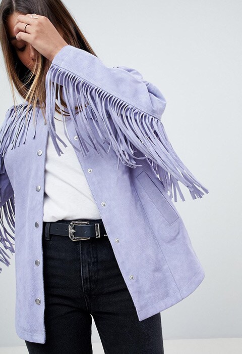 ASOS DESIGN Fringe Suede Jacket