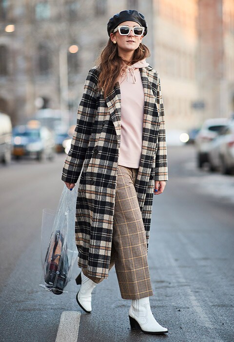 Blogger at Stockholm Fashion Week wearing double checks