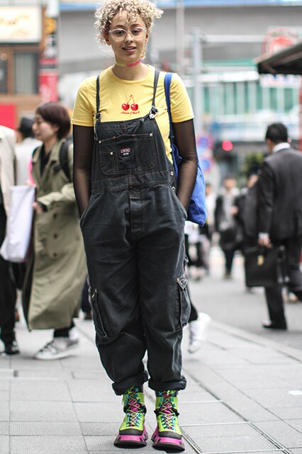 street style Tokyo Fashion Week AH18 Femme look années 90