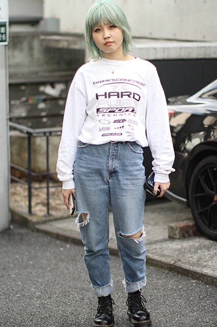 street style Tokyo Fashion Week AH18 Femme look décontracté
