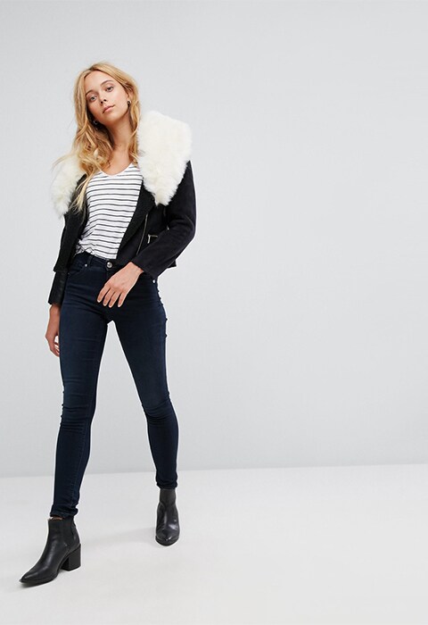 Faux fur collared jacket