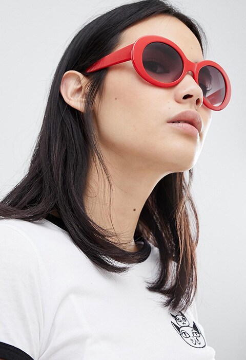 Model wearing Monki retro sunglasses