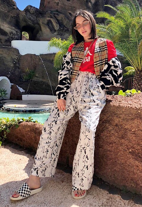 ASOS Insider Barbara wearing a mash-up of prints for spring