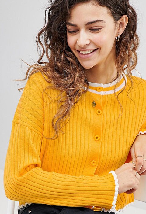 ASOS DESIGN - Cardigan côtelé à bords contrastés