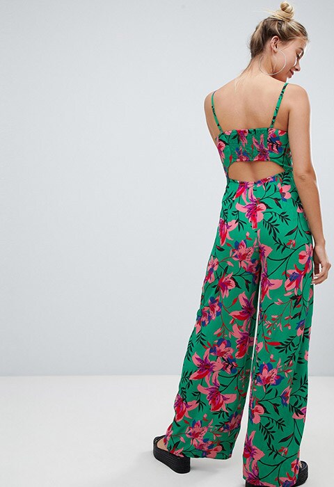 bershka floral jumpsuit