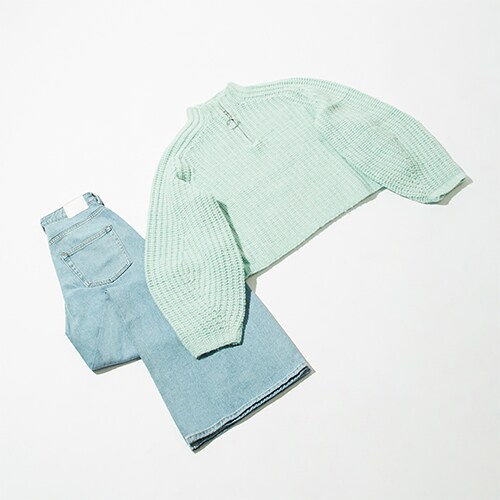 Weekday mint green jumper and jeans
