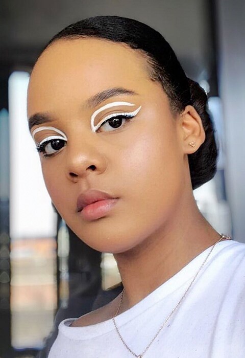 ASOS Insider Sophia wearing white graphic liner, available at ASOS