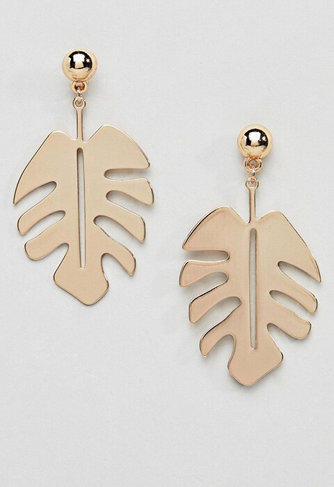 Missguided Cut Out Leaf Earrings