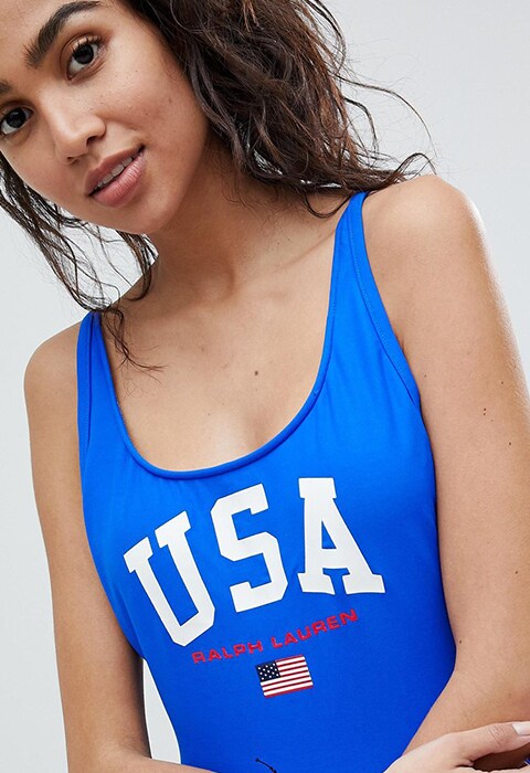 3 Swish Swimsuits, featuring Polo Ralph Lauren Side Plunge Logo Swimsuit
