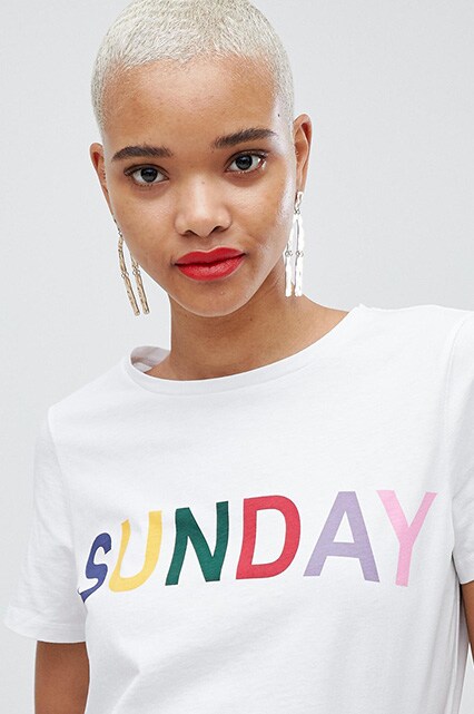 Pieces - T-shirt à slogan Sunday