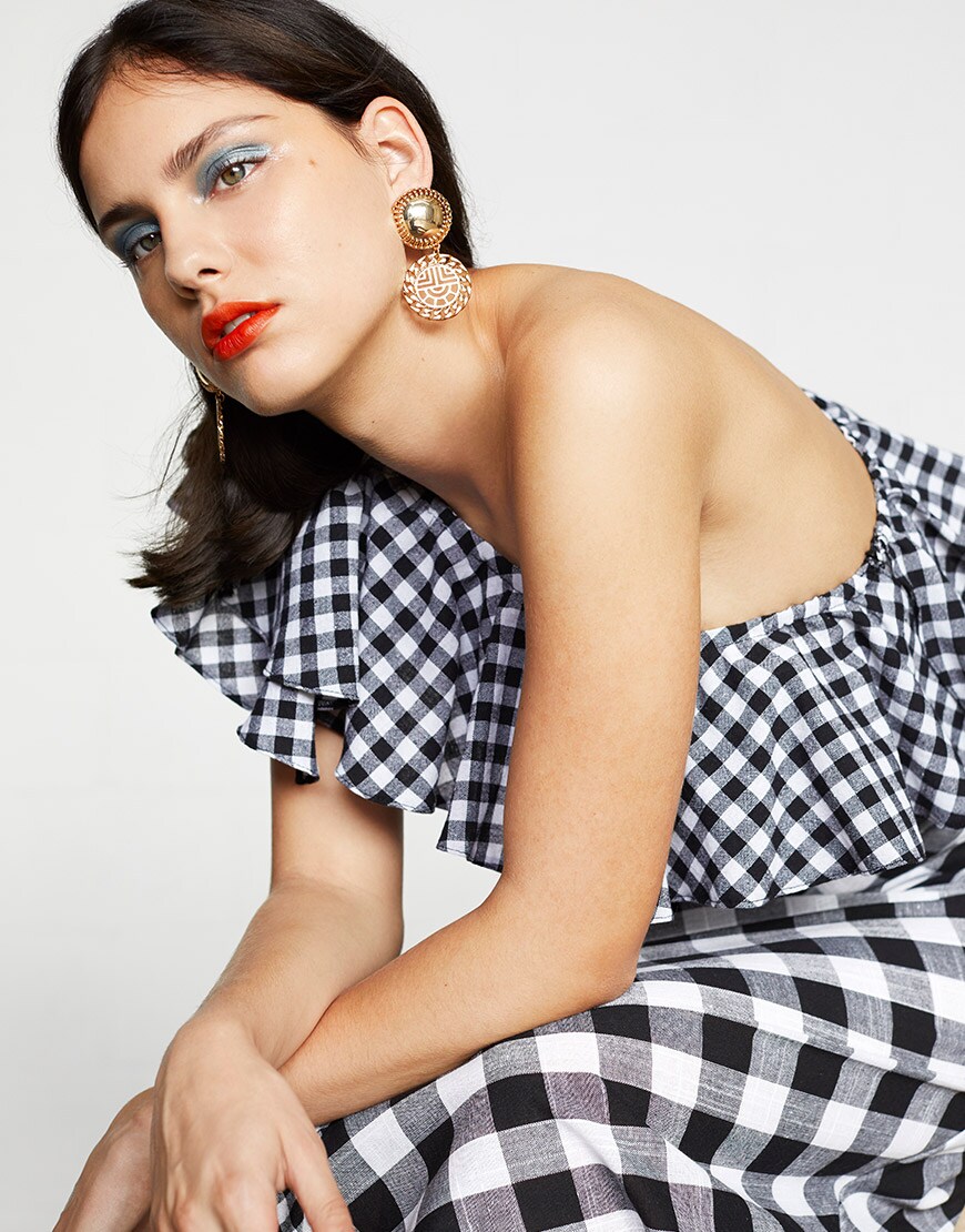 ASOS model wearing a ruffle gingham top | ASOS Style Feed