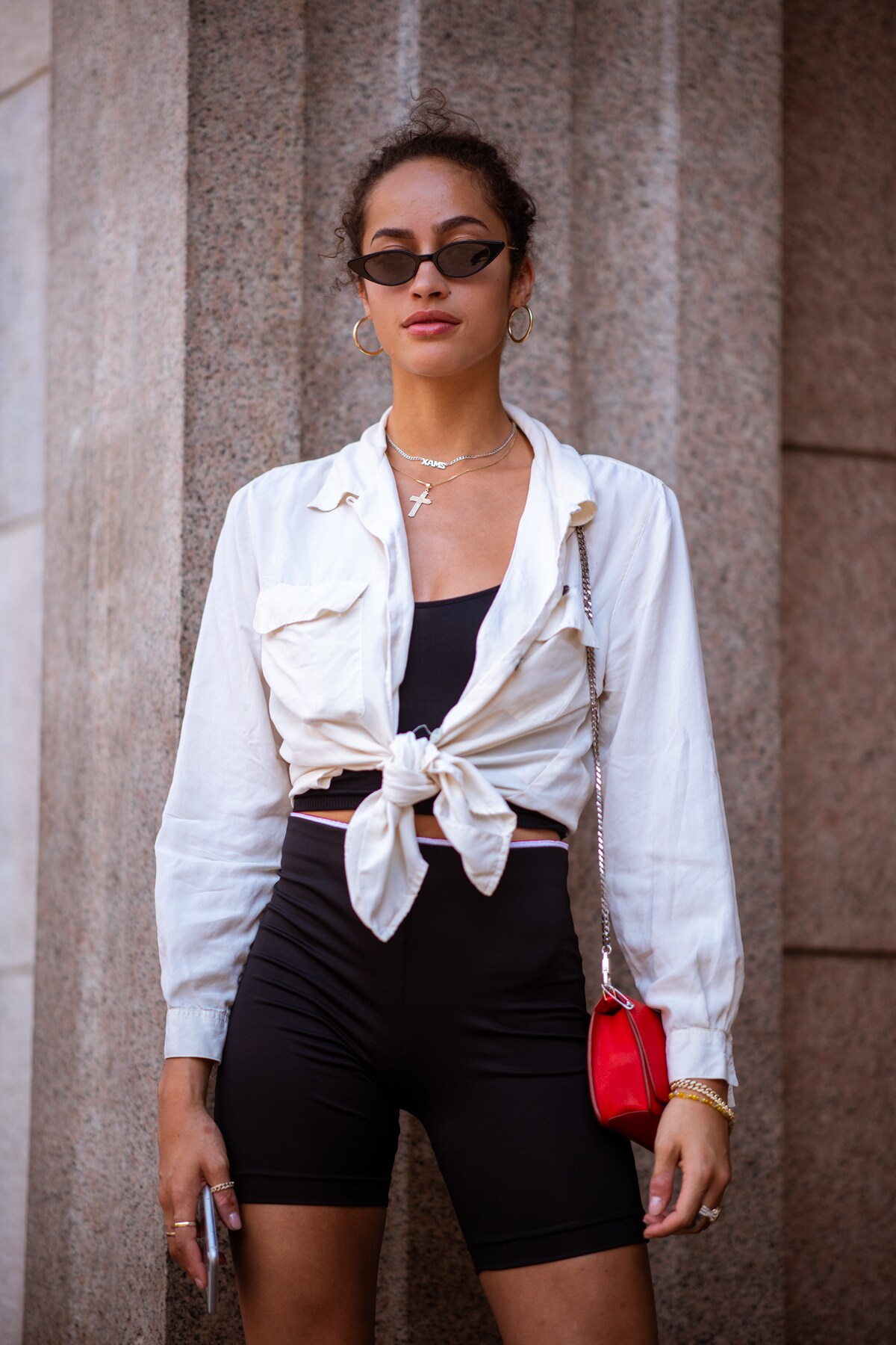 Milan street-styler in white shirt