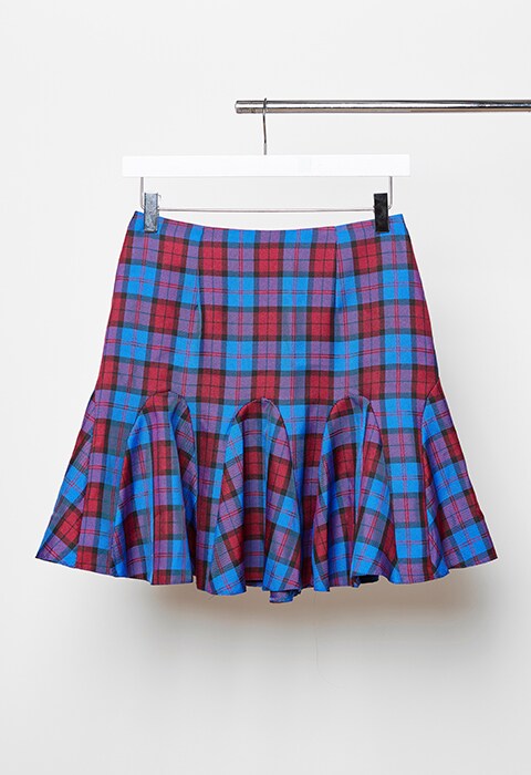 Gingham blue kilt skirt