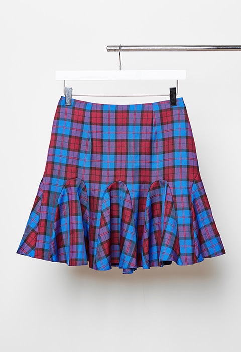 Gingham blue kilt skirt