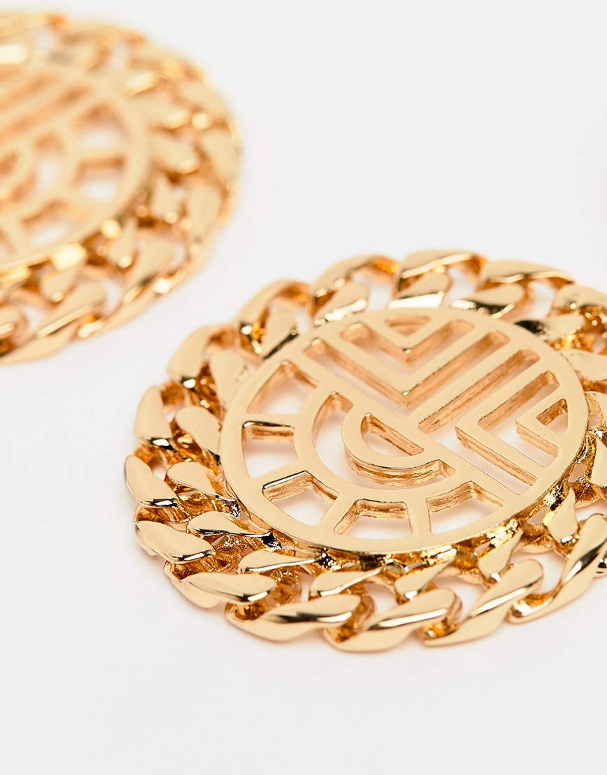 Gold medallion earrings from ASOS Design | ASOS Fashion & Beauty Feed