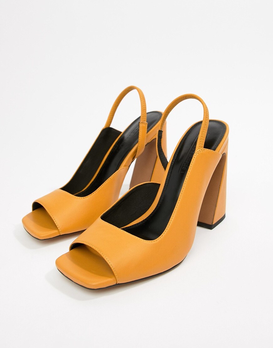 Yellow block heels