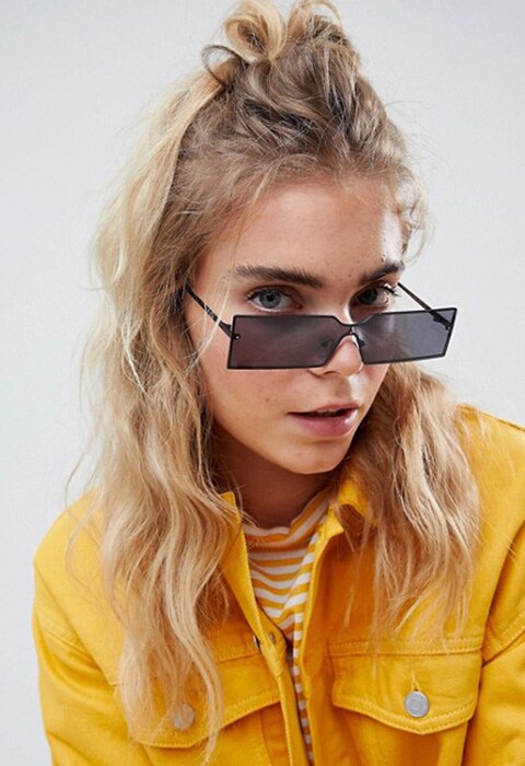 Gafas de sol rectangulares con montura al aire y lente completa de ASOS DESIGN. Top 10 de las gafas de sol que son tendencia este 2018.