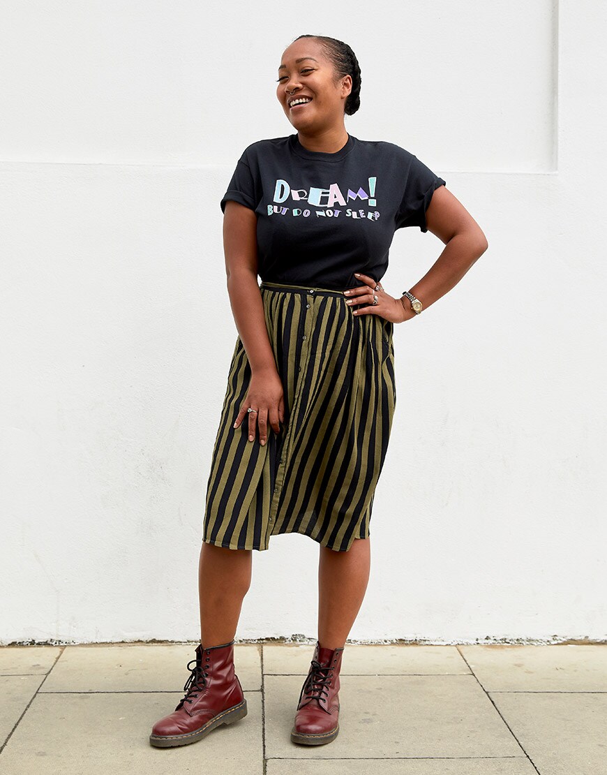 ASOS staffer wears a graphic-print T-shirt | ASOS Style Feed