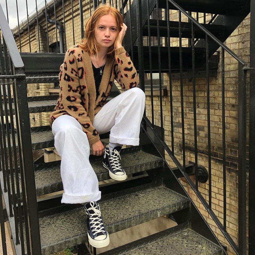 ASOS Scarlett wearing ASOS leopard print knitted cardigan for AW18