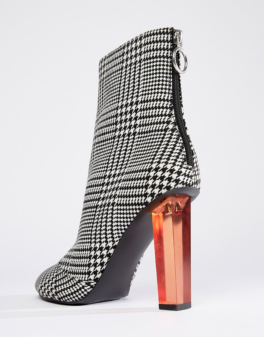 ASOS houndstooth and perspex heel ankle boots AW18
