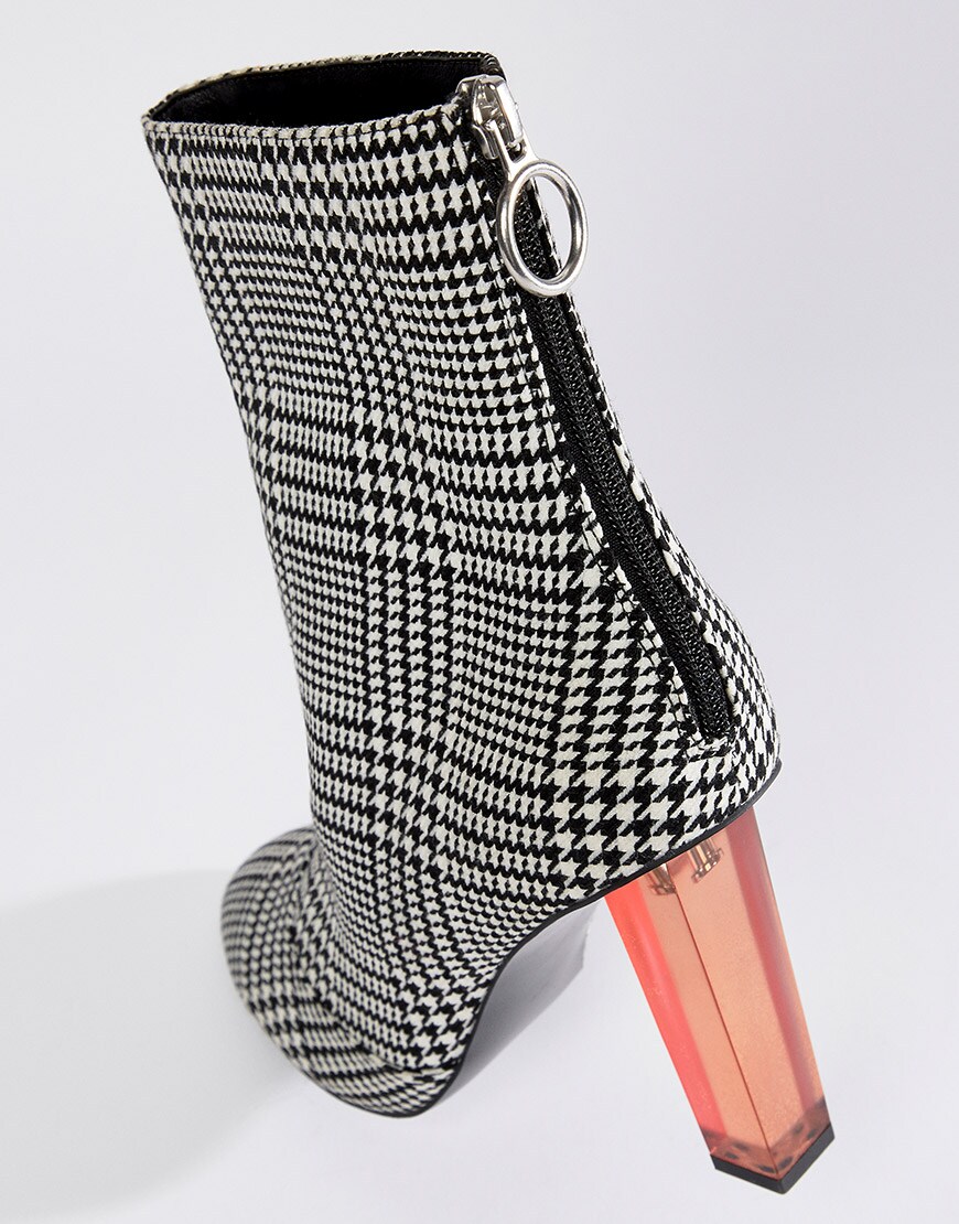 ASOS houndstooth and perspex heel ankle boots AW18