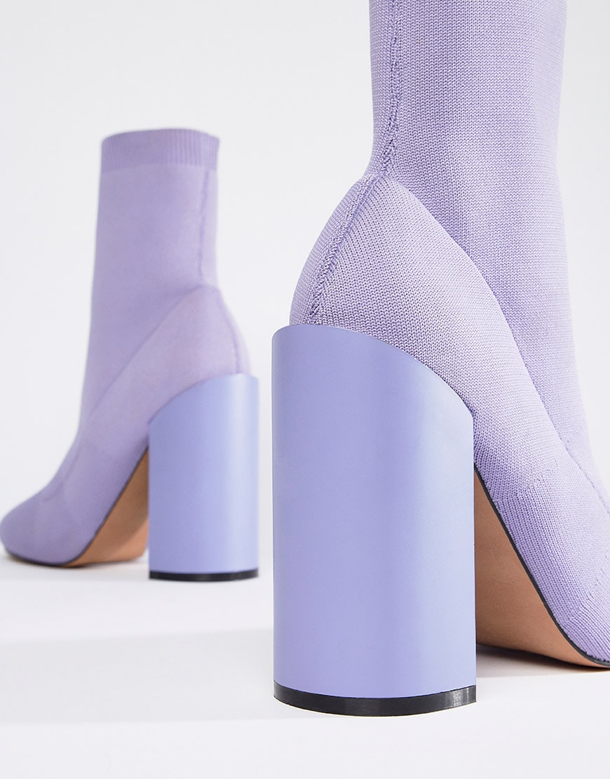 lilac fabric sock ankle boots from ASOS AW18
