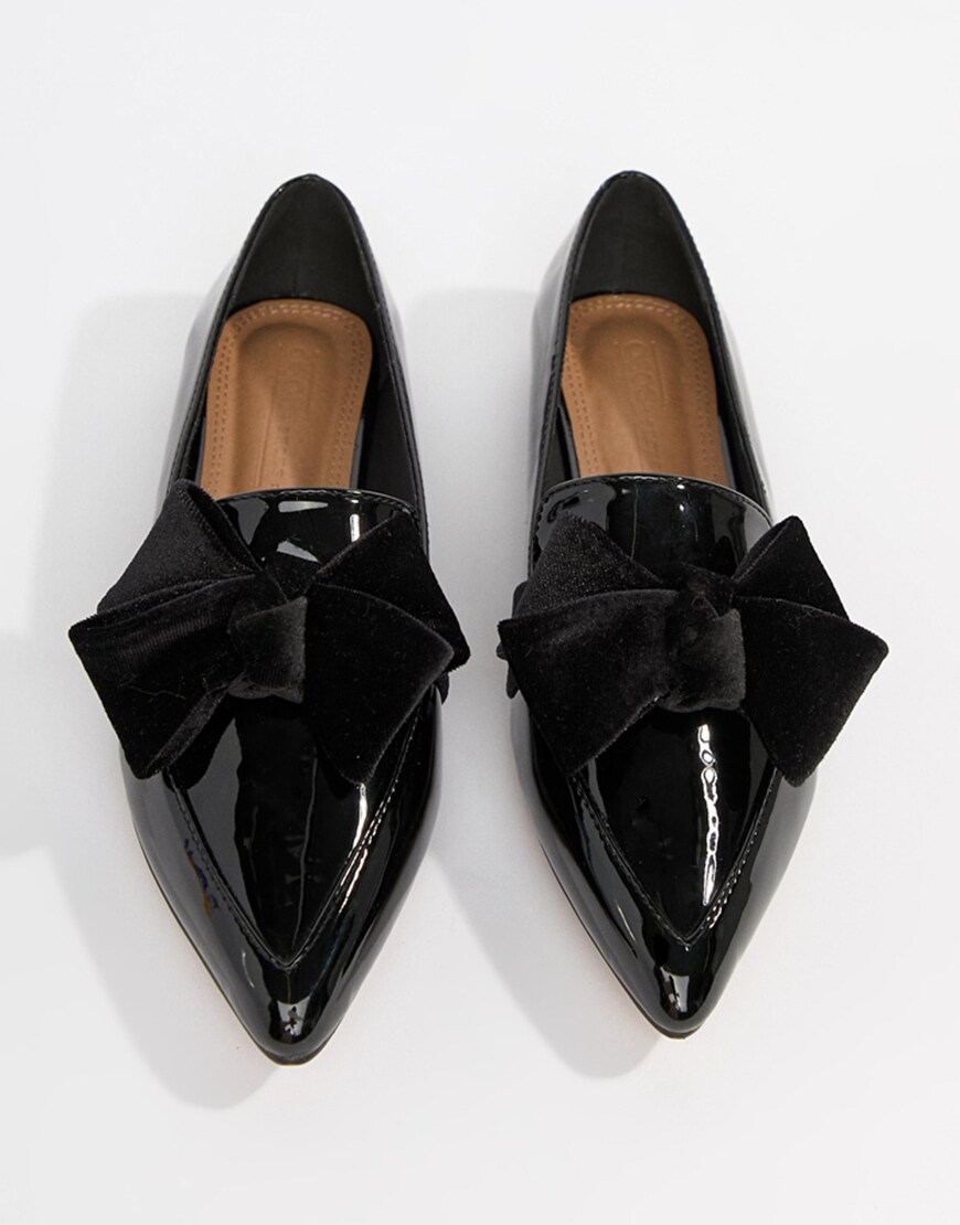 ASOS DESIGN Ludo black patent ballet flats loafers, $36
