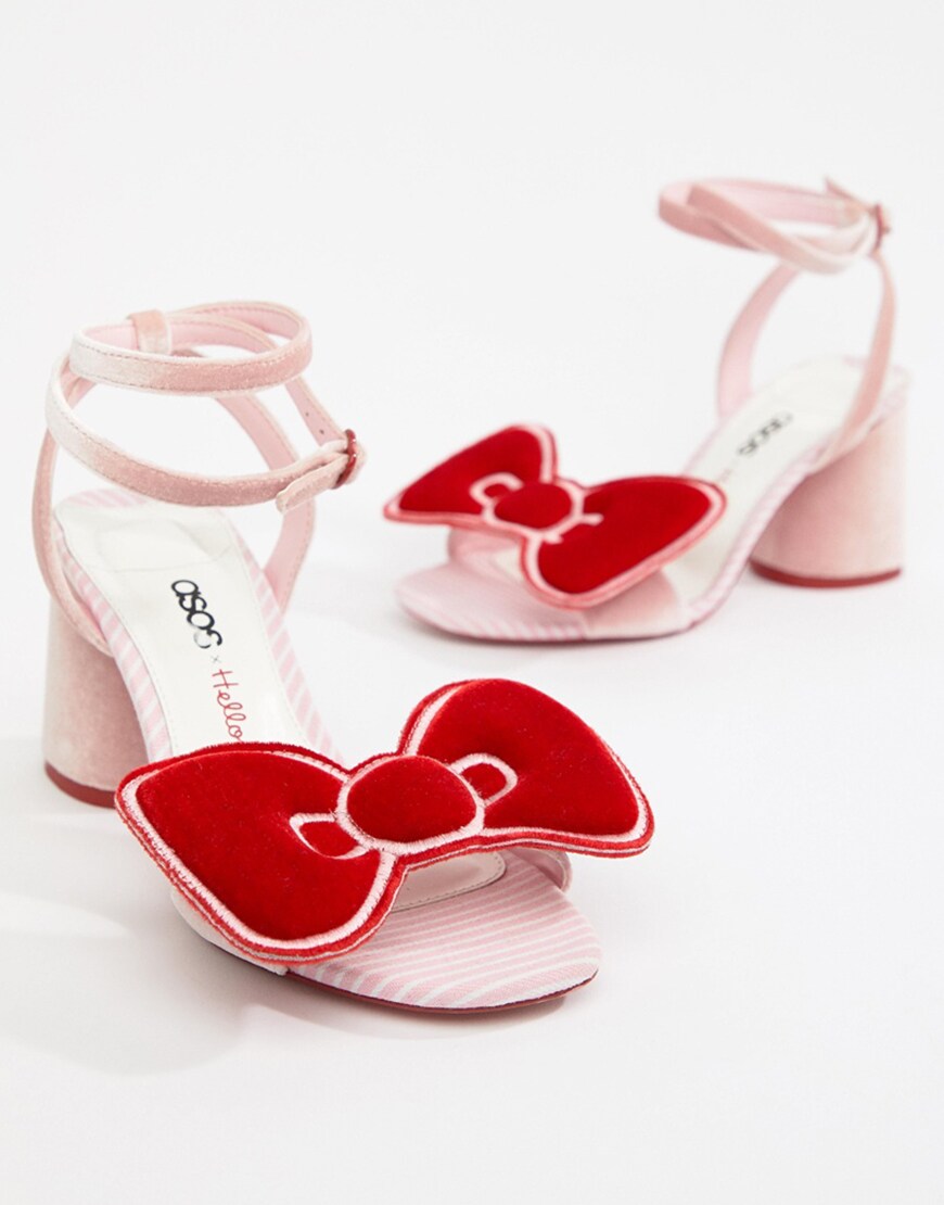 Hello Kitty x ASOS DESIGN velvet bow heeled sandal