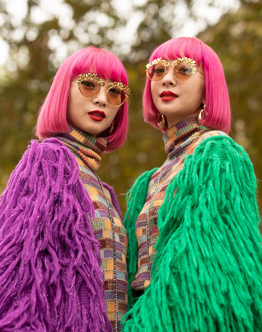Twins with bob haircuts at Paris Fashion Week | ASOS Style Feed