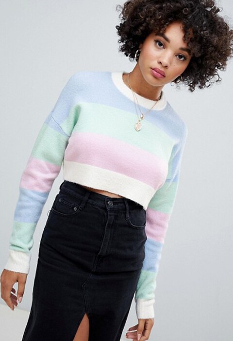Jersey corto a rayas pastel de Missguided