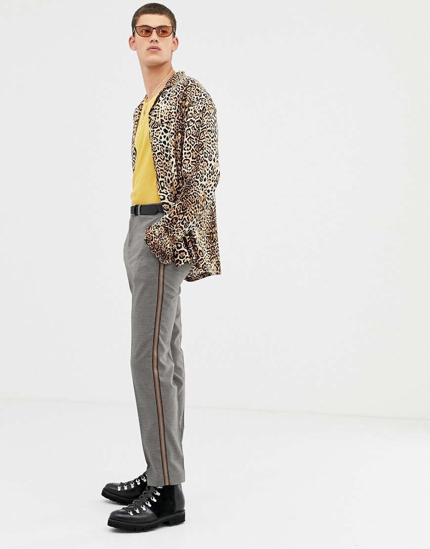 COLLUSION Tall digital print leopard shirt