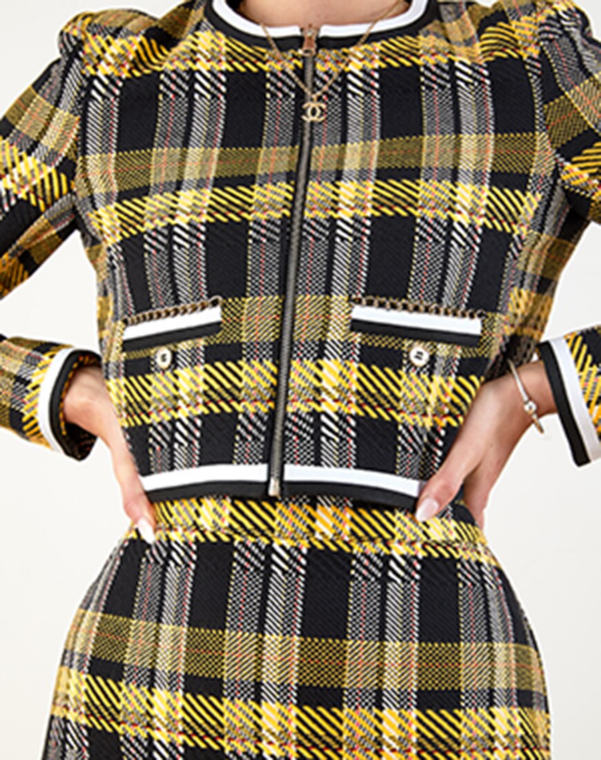 Yellow tartan skirt suit available at ASOS | ASOS Style Feed 