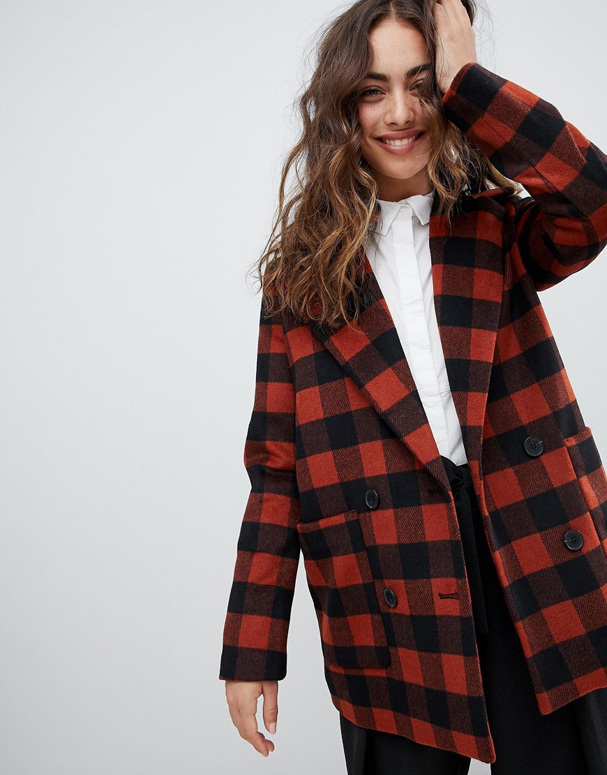 Monki - Veste croisée à carreaux