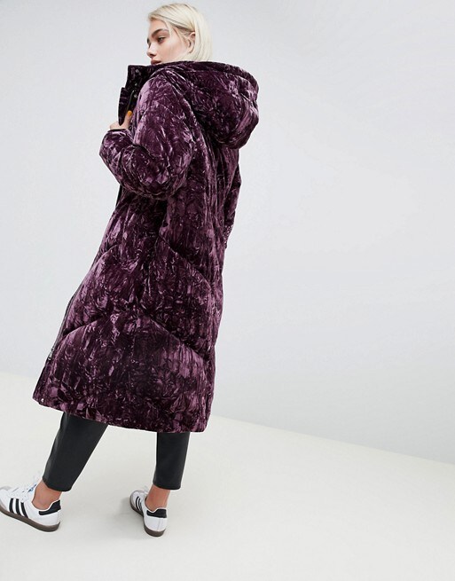 ASOS DESIGN longline velvet padded jacket | ASOS Fashion & Beauty Feed