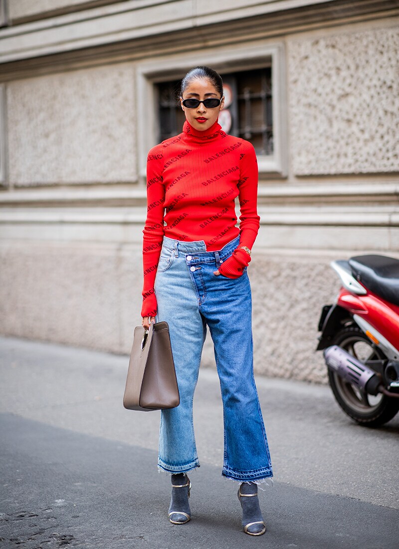 Street style imagery of two tone jeans | ASOS Style Feed