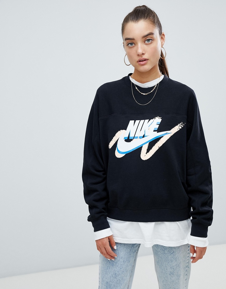 Nike - Archive - Sweat-shirt à logo effet gribouillage - Noir