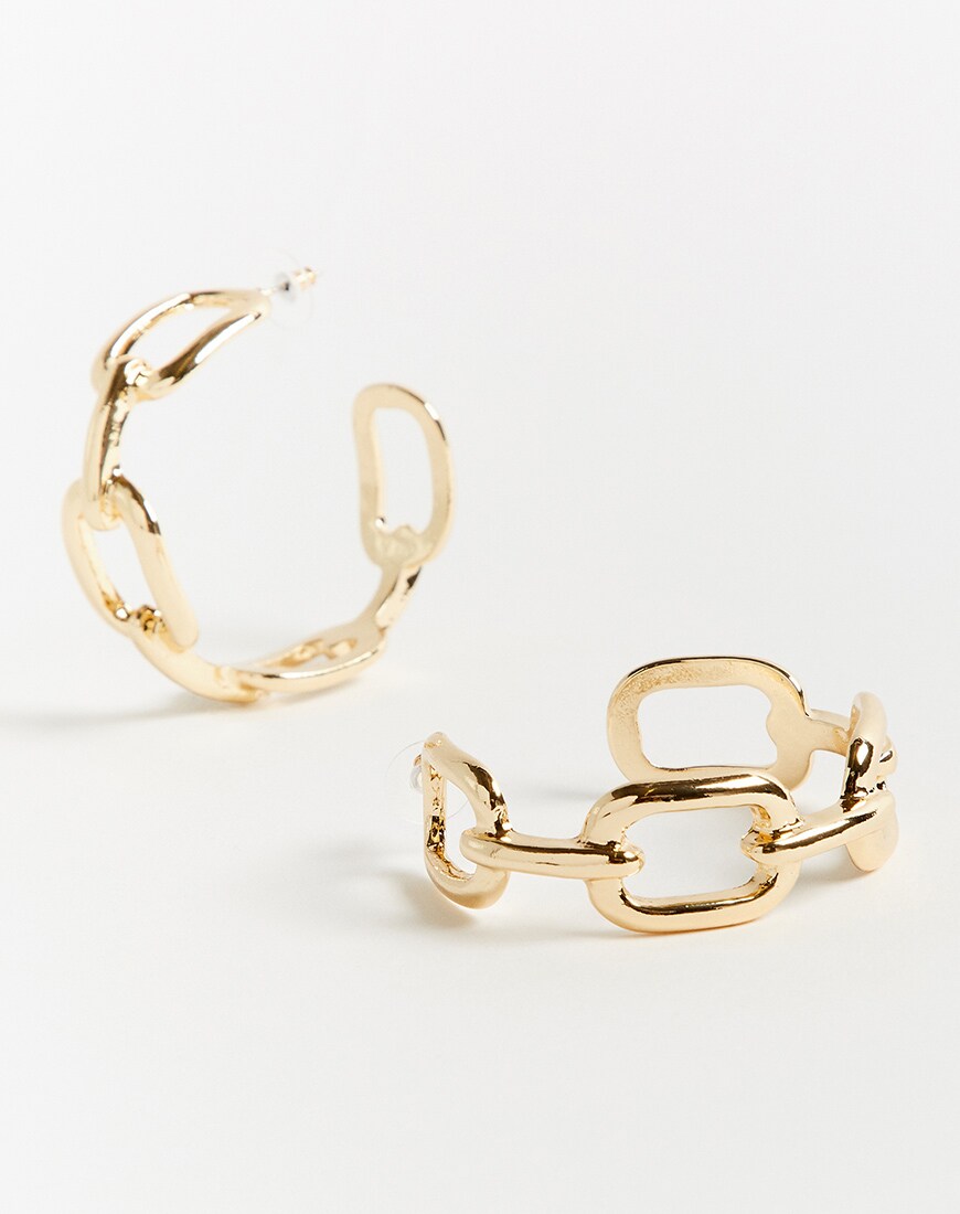 ASOS DESIGN statement hoop earrings in oversized open chain design in gold available at ASOS | ASOS Style Feed